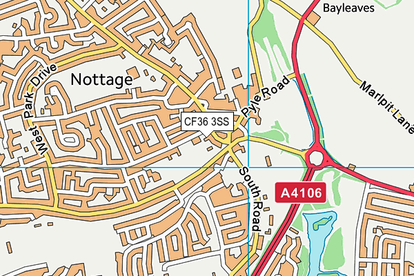 CF36 3SS map - OS VectorMap District (Ordnance Survey)