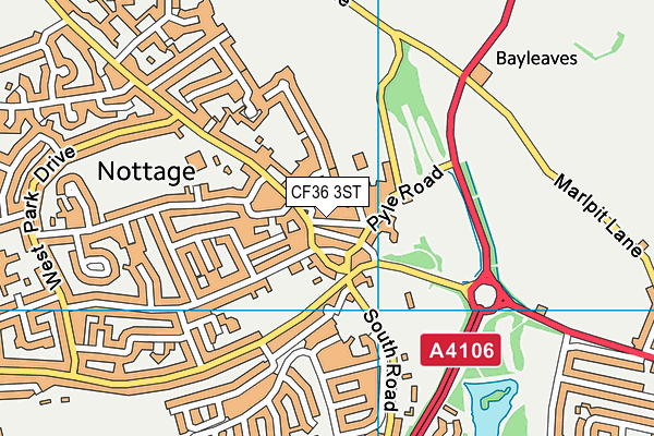 CF36 3ST map - OS VectorMap District (Ordnance Survey)