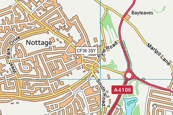 CF36 3SY map - OS VectorMap District (Ordnance Survey)