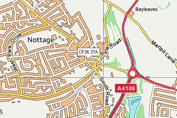 CF36 3TA map - OS VectorMap District (Ordnance Survey)