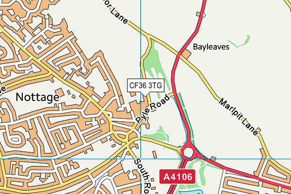 CF36 3TG map - OS VectorMap District (Ordnance Survey)