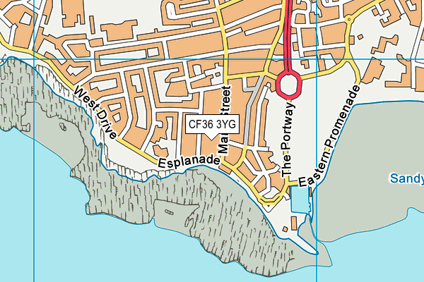 CF36 3YG map - OS VectorMap District (Ordnance Survey)