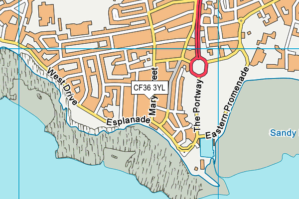 CF36 3YL map - OS VectorMap District (Ordnance Survey)