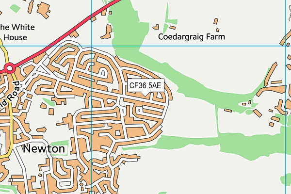 CF36 5AE map - OS VectorMap District (Ordnance Survey)