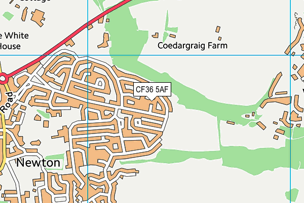 CF36 5AF map - OS VectorMap District (Ordnance Survey)