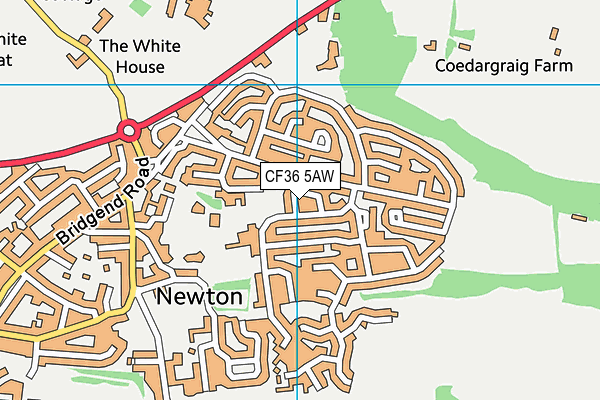CF36 5AW map - OS VectorMap District (Ordnance Survey)