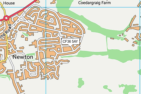 CF36 5AY map - OS VectorMap District (Ordnance Survey)