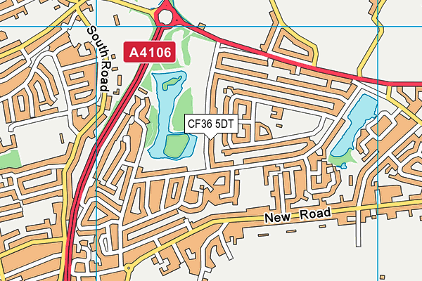 CF36 5DT map - OS VectorMap District (Ordnance Survey)