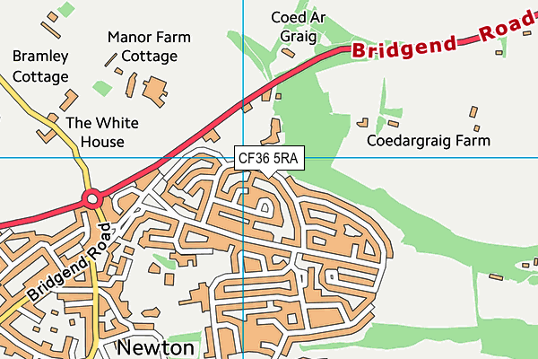 CF36 5RA map - OS VectorMap District (Ordnance Survey)