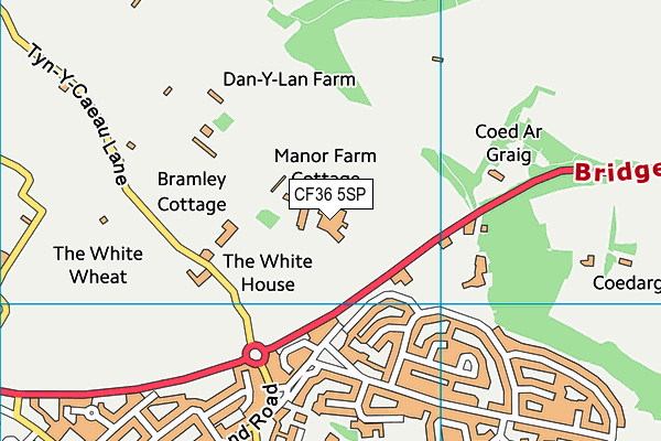 CF36 5SP map - OS VectorMap District (Ordnance Survey)