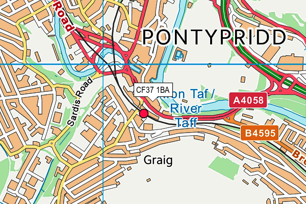 CF37 1BA map - OS VectorMap District (Ordnance Survey)