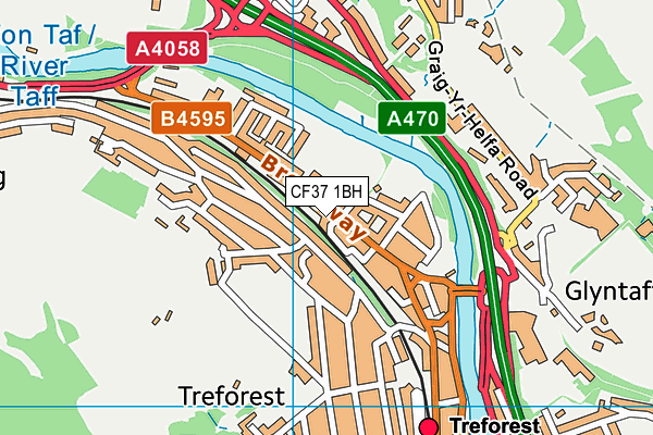 CF37 1BH map - OS VectorMap District (Ordnance Survey)