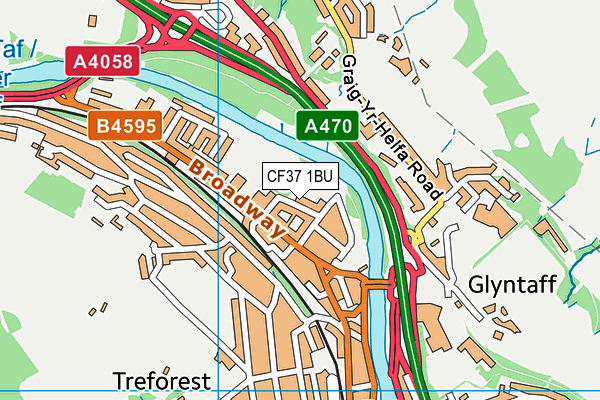 CF37 1BU map - OS VectorMap District (Ordnance Survey)