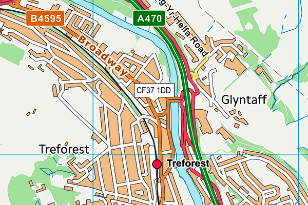 CF37 1DD map - OS VectorMap District (Ordnance Survey)