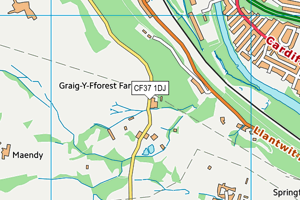 CF37 1DJ map - OS VectorMap District (Ordnance Survey)