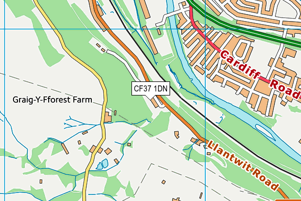 CF37 1DN map - OS VectorMap District (Ordnance Survey)