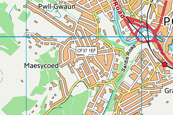 CF37 1EF map - OS VectorMap District (Ordnance Survey)