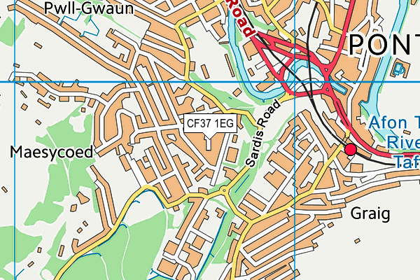 CF37 1EG map - OS VectorMap District (Ordnance Survey)