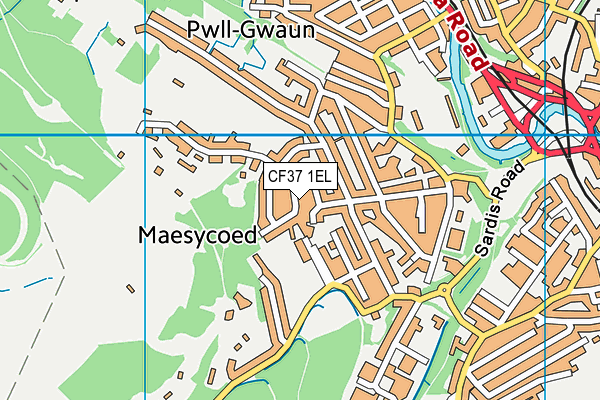 CF37 1EL map - OS VectorMap District (Ordnance Survey)