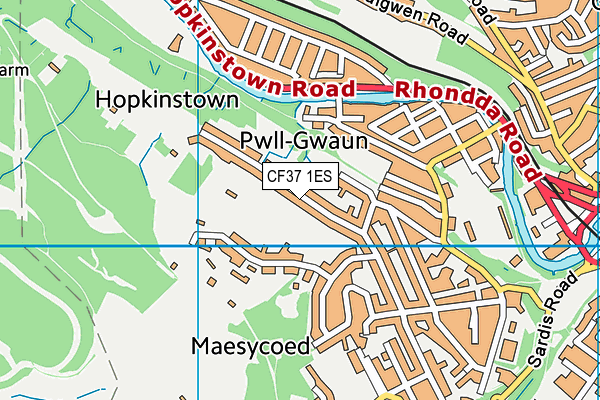 CF37 1ES map - OS VectorMap District (Ordnance Survey)