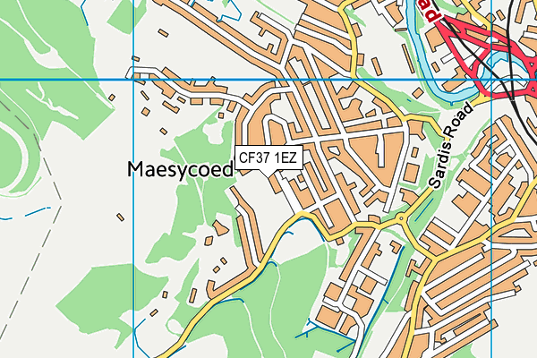 CF37 1EZ map - OS VectorMap District (Ordnance Survey)