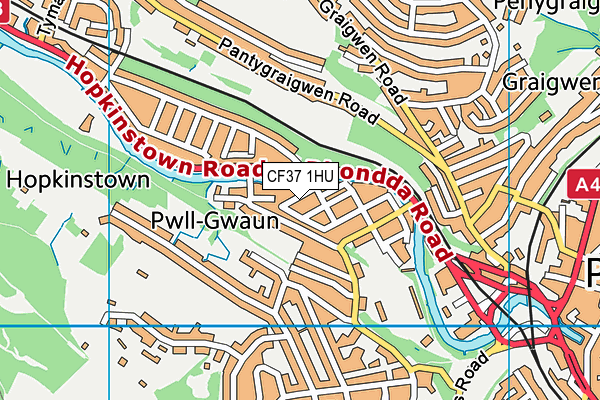 CF37 1HU map - OS VectorMap District (Ordnance Survey)