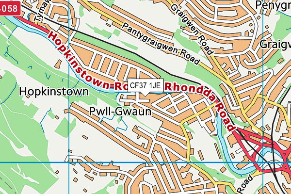 CF37 1JE map - OS VectorMap District (Ordnance Survey)