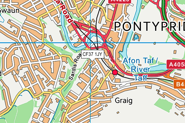 CF37 1JY map - OS VectorMap District (Ordnance Survey)