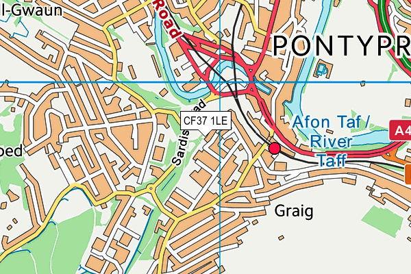 CF37 1LE map - OS VectorMap District (Ordnance Survey)