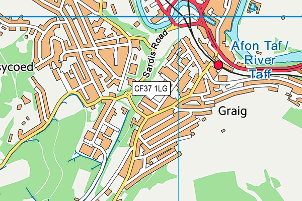 CF37 1LG map - OS VectorMap District (Ordnance Survey)