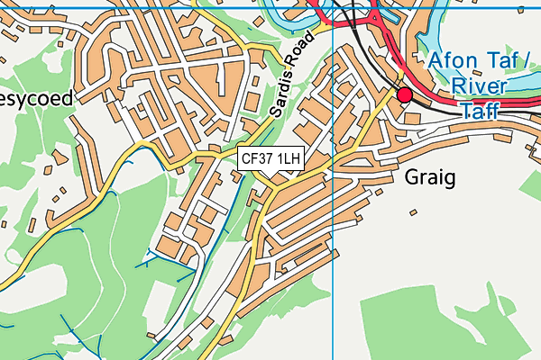 CF37 1LH map - OS VectorMap District (Ordnance Survey)