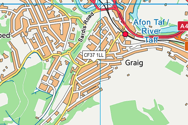 CF37 1LL map - OS VectorMap District (Ordnance Survey)