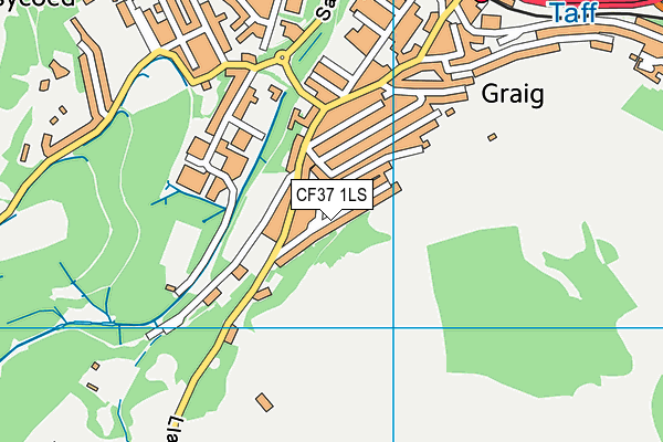 CF37 1LS map - OS VectorMap District (Ordnance Survey)