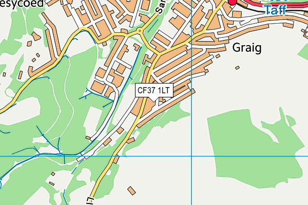 CF37 1LT map - OS VectorMap District (Ordnance Survey)