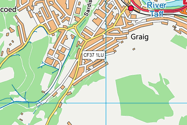 CF37 1LU map - OS VectorMap District (Ordnance Survey)