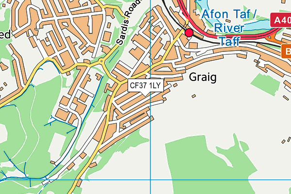 CF37 1LY map - OS VectorMap District (Ordnance Survey)