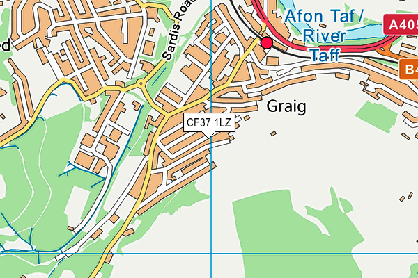 CF37 1LZ map - OS VectorMap District (Ordnance Survey)