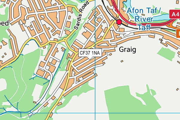 CF37 1NA map - OS VectorMap District (Ordnance Survey)