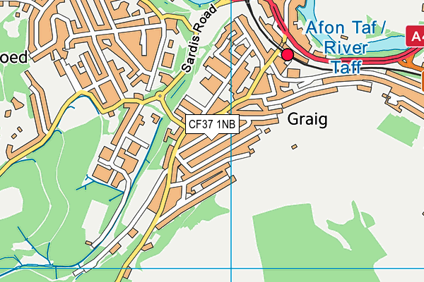 CF37 1NB map - OS VectorMap District (Ordnance Survey)