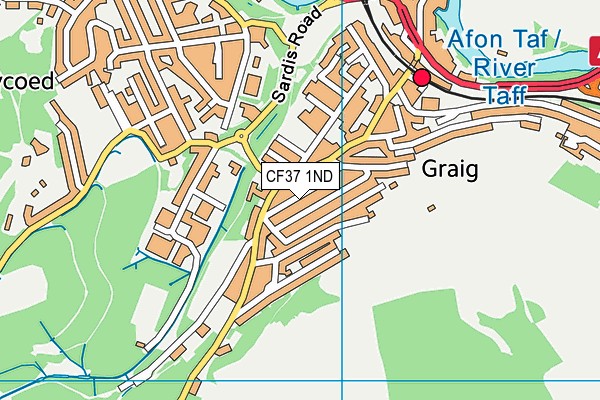 CF37 1ND map - OS VectorMap District (Ordnance Survey)