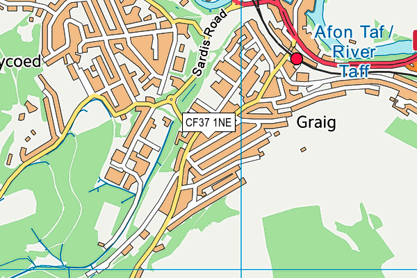 CF37 1NE map - OS VectorMap District (Ordnance Survey)