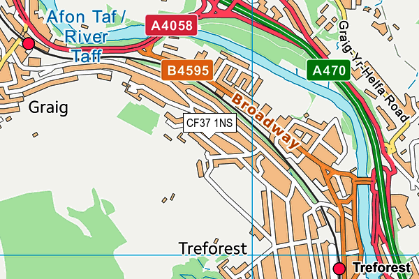 CF37 1NS map - OS VectorMap District (Ordnance Survey)