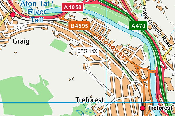 CF37 1NX map - OS VectorMap District (Ordnance Survey)