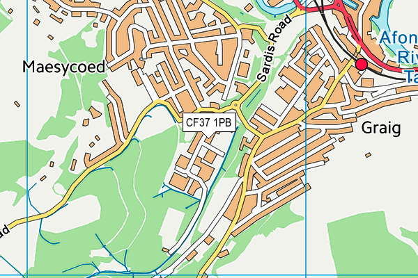 CF37 1PB map - OS VectorMap District (Ordnance Survey)