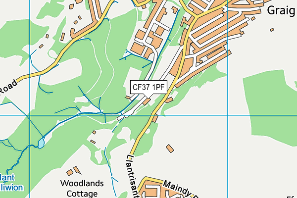 CF37 1PF map - OS VectorMap District (Ordnance Survey)