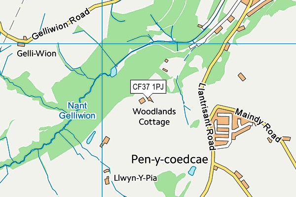 CF37 1PJ map - OS VectorMap District (Ordnance Survey)