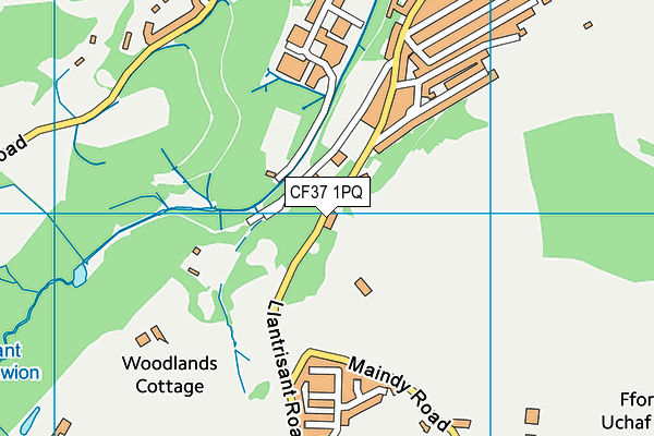 CF37 1PQ map - OS VectorMap District (Ordnance Survey)