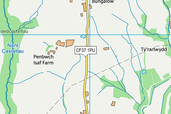 CF37 1PU map - OS VectorMap District (Ordnance Survey)