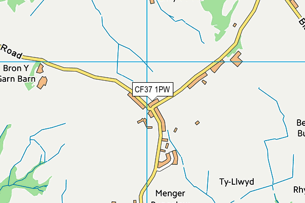 CF37 1PW map - OS VectorMap District (Ordnance Survey)