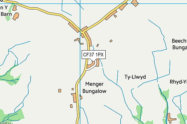 CF37 1PX map - OS VectorMap District (Ordnance Survey)